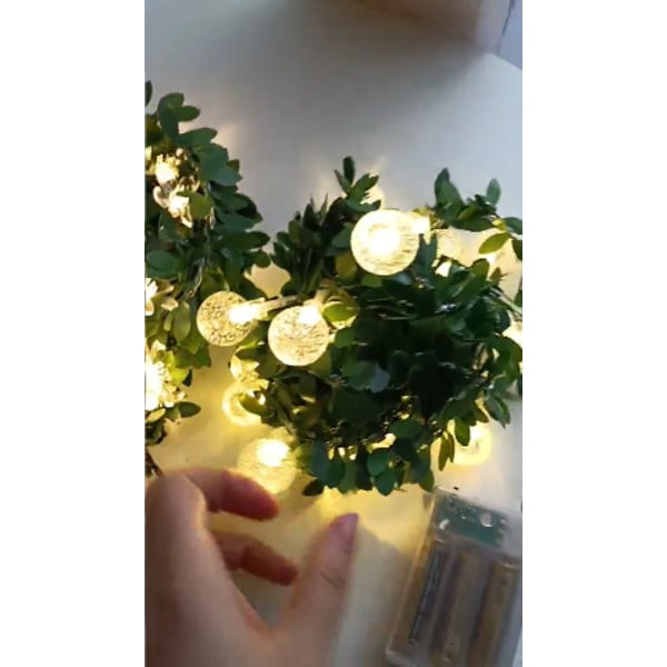 Rosor rotting ljusslinga LED skum små vita blommor rotting ljusslinga bröllop inomhus balkong dekorativ belysning Stor bubbelpärlranka Big bubble bead vine 6m 40LED (usb)