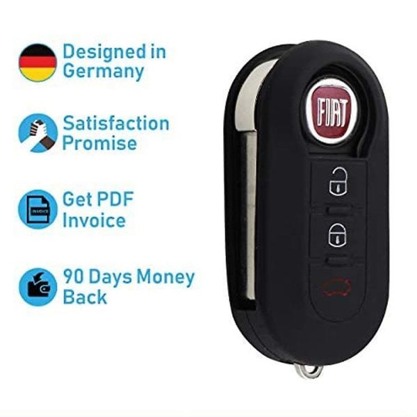 Fiat 500 fodral FIAT Boyue bilnyckelskydd med 3 nyckelringar
