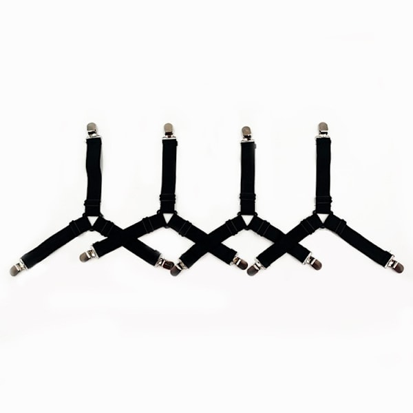 Lakanan kiinnityksen liukuestesolki, kolmiolakanan kiinnitysklipsi, säädettävä lakanan klipsi, lakanan solki, lakanan kiinnityslaite [Black 1 strip] Six-sided 12-clamp