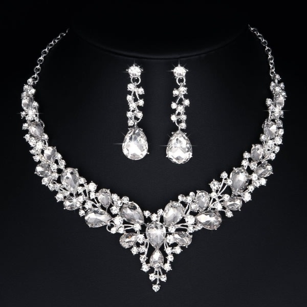 Österrikiska brudkristallhalsband och örhängen Smyckengåvor med bröllopsklänningar
