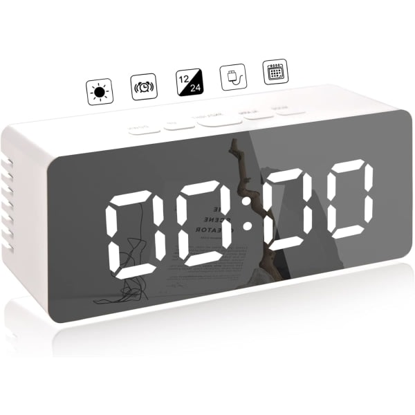 1st Creative Digital Mirror Alarm, LED Bedside klocka med
