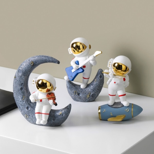 Band Astronaut Astronaut Ornament Partihandel Vardagsrum Desktop Hemprydnad Prydnadssaker Gåva Utrymme Tid-Astronaut Sittande Bokstöd-Guld