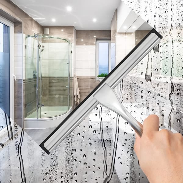 Duschskrapa i rostfritt stål for flere formål for dusjdörrar med 1 selvhäftande krok