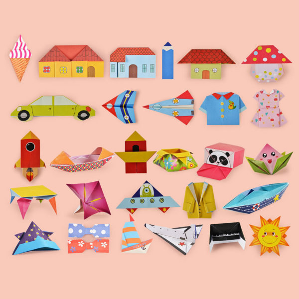 Grundläggande Origamipapper 54 ark dubbelsidigt fyrkantigt papper Gör-det-själv-hantverkssatser Aktivitetscenter Community Accs Skolmaterial null - A