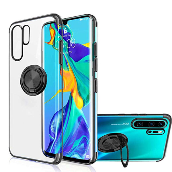 Slank Silikon Cover med Ringholder - Huawei P30 Pro Sort