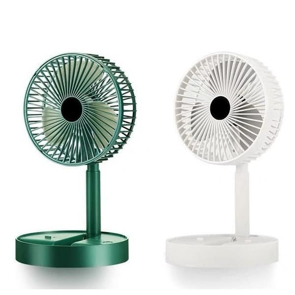 Teleskopisk foldeventilator, genopladelig og fleksibel mini bordventilator med 3 vindhastigheder, 5W BLANCO
