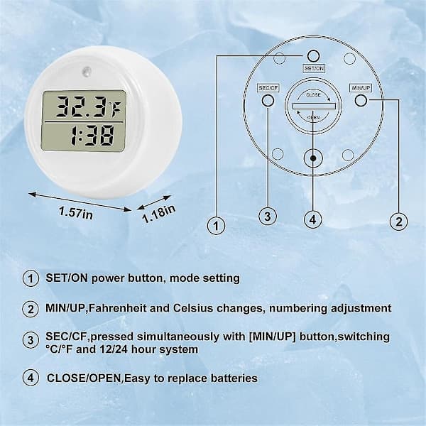 Isvand Termometer og Timer, Vandtermometer til Isbad, Vandtæt Tilbehør til Koldt Bad Isbad Hvid_yux