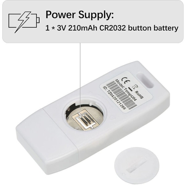 USB Datalogger Termometer - Genanvendelig Temperaturregistrering (32.000 Data), Grøn, af DEBUNS