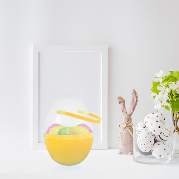 Jumbo Plastic Easter Eggs with Handle for Kids Empty Fillable Easter Egg Containers Clear Large Baskets