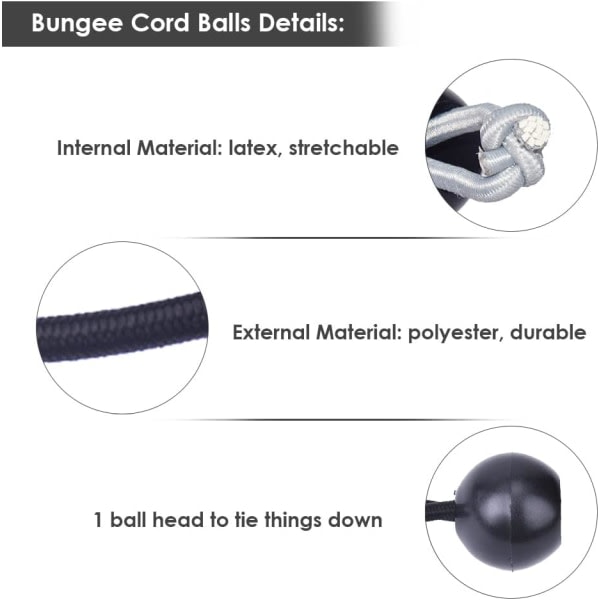 50 ST Bunge Balls sort 4-tums, kraftigt Tarp Bunge-rep, Canop