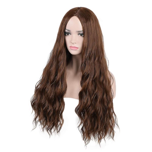 TG Bruna peruker för kvinnor långa lockiga vågiga Ombre brunt hår peruk Naturlig Söt färgglad peruk med andas