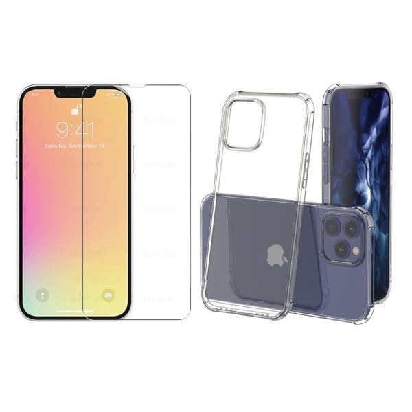 TG iPhone 13 Pro - 1 Sæt Stødabsorberende Silikon Cover med Skærmbeskytter Transparent