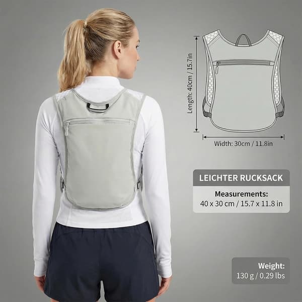 Løpevest, pustende polyesternetting, refleksstriper, justerbar passform, unisex for løping, fotturer og sykling, grå