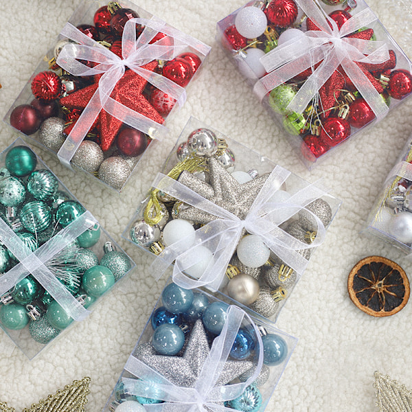Julgranskulor Julgransdekorationer Färgglada Kulor Hängande Julmaterial Tillbehör DIY Juldekorationer A