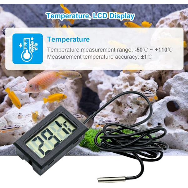 Mini Termometer Digital LCD Termometer Temperaturmätare med Extern Sond för Bil/Kylskåp/Akvarium/Fisktank/Rum (3st Svart)