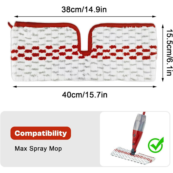 stykker - Egnet til Vileda Spray Mop Refill Microfiber Kit - Moppeklud - 2 i 1 Genanvendelig - Egnet til Vileda 1-2 Spray Max Mop Refill egnet