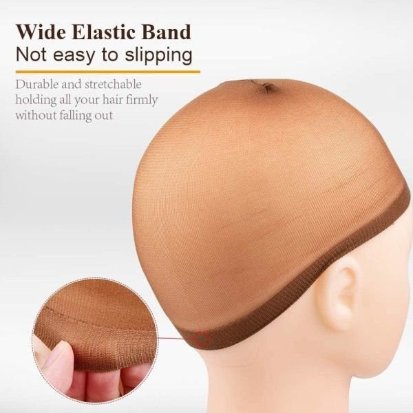 TG Nylon Perukkehette. 20 stk Brun Perukkehette Strumpelock for Peruker Stretchy