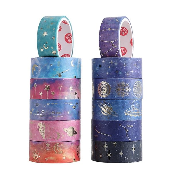 12 rullaa Washi Tape, Starry Sky Washi Teippi Dekorpapper