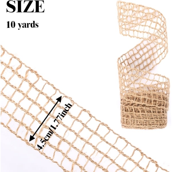 10 Yards Mesh Burlap Band Naturligt Jutetyg ​​Band Net Burlap Band Tyg