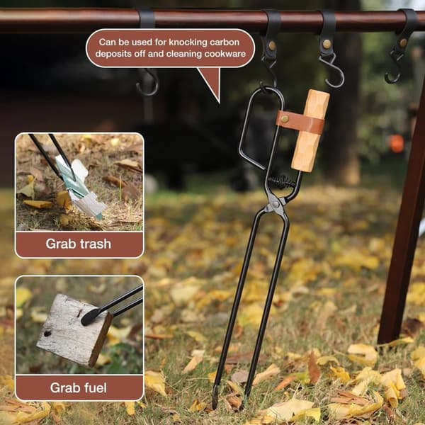 Eldstadstång - Eldstadstång med fjäder - 46 cm - Eldstadspoker - Multifunktionella eldstadsverktyg - Kamin tillbehör