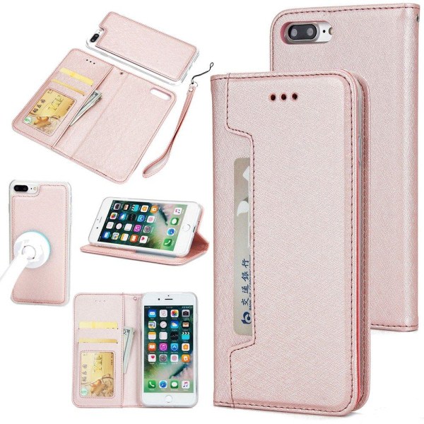 TG iPhone 8 Plus - Glat FLOVEME pung etui i rosa guld