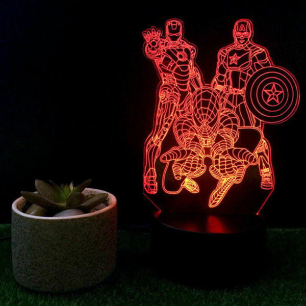 3D LED Spiderman nattlys berøringsbordlampe Marvel Kid Presenter