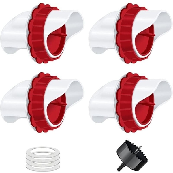 Kycklingmatare, Automatisk kycklingmatare, 4 Port DIY Gravitationsmatare Kit för Hinkar Tunnor Lådor..DEBUNS