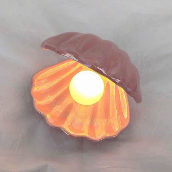 Galaxy Shell Pearl Light LED Keramisk Pearl i Shell Light Clamshell Pearl Lamp Bordsdekorationer