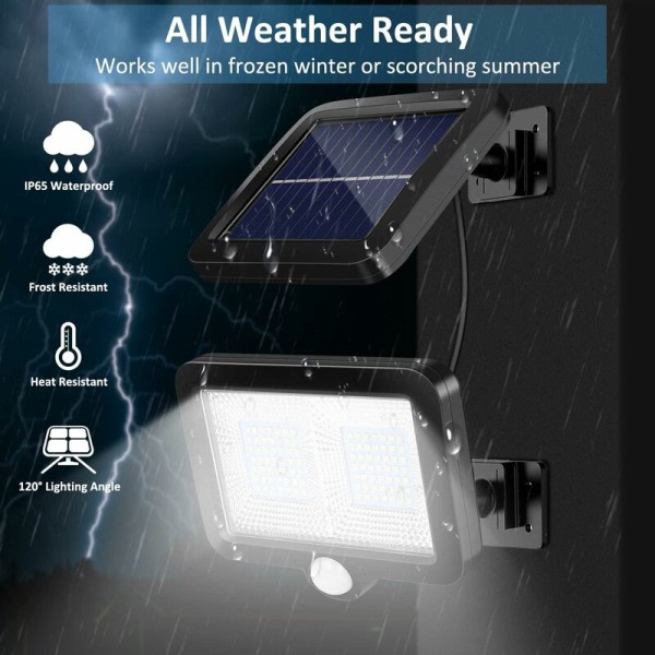 TG Utendørs Solcellebevegelsessensorlys, LED Utendørs Solcelle Spotlys,