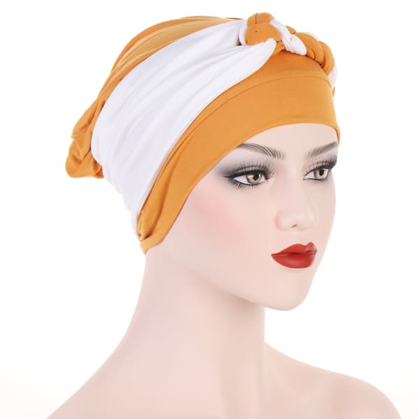 Side braid multicolor blød hovedtørklæde hat muslim kemoterapi hat ny stk Denim Blue