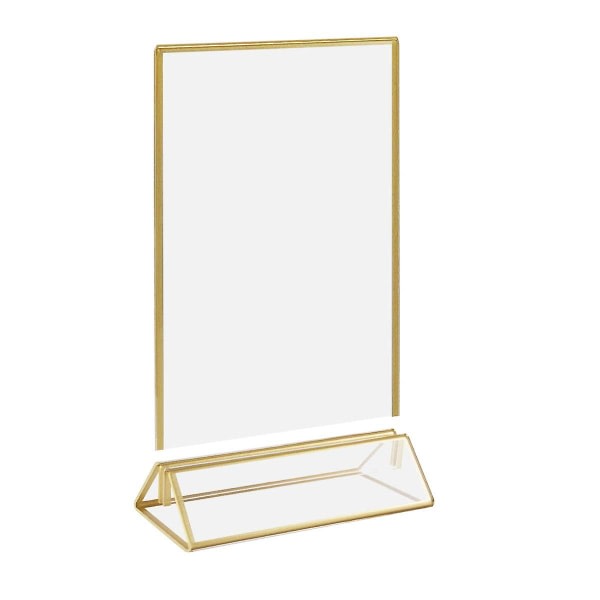 Akryl Guld Ramar Skylthållare 4x6, Dubbelsidigt Bord Meny Display Stand, Bröllopsbord nummer Hållare (6 pakkaus)-