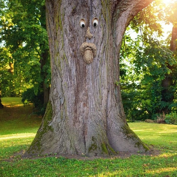Old Man Tree Face 3D Art Ornaments - Rolig nyckfull Tree Face Scul
