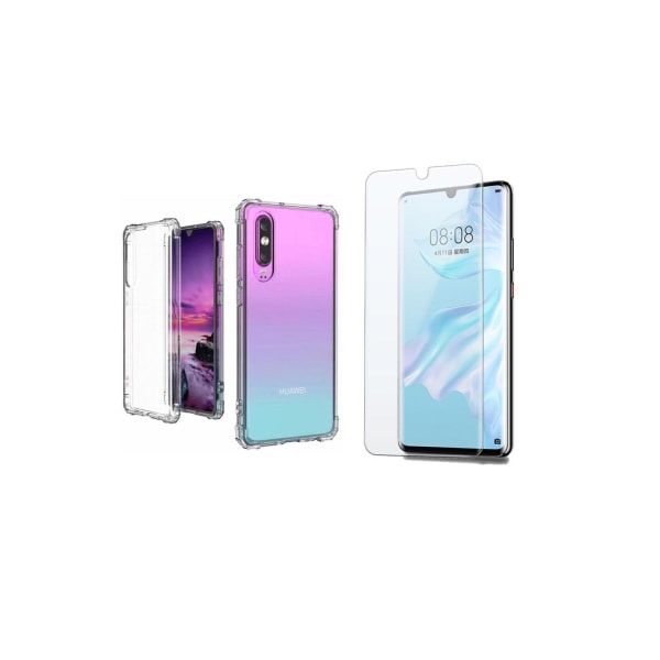 TG Huawei P30 - støtdempende silikondeksel med skjermbeskytter Transparent