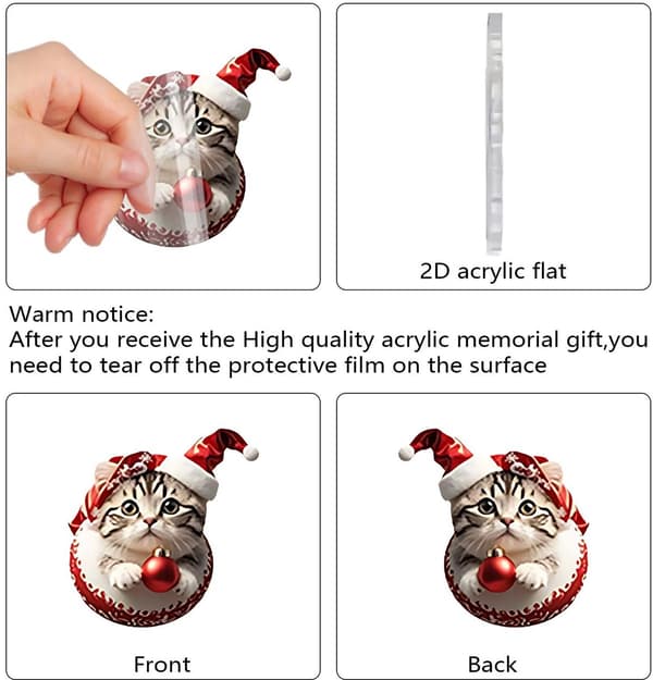 Adventskalender, 2D Akryl Kattberlocker, för Kattälskare, Stil B