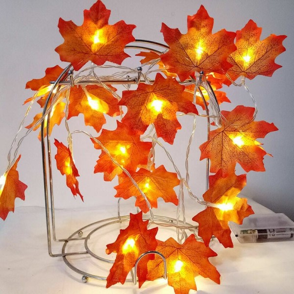 Orange gul 6 meter 40 lampor batteri enkelblad led lönnlöv ljussnöre USB batterilåda lanternsnöre,HANBING