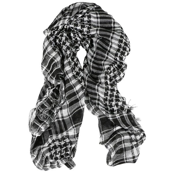 TRIXES Svart & Vit Desert Shemagh Scarf Keffiyeh Lättviktsbomull Militärstil Airsoft Re-enactment Army
