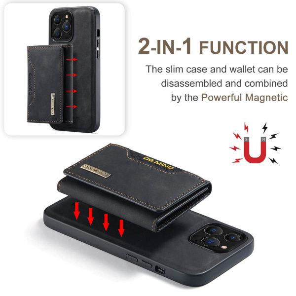 DG.MING 2 i 1 Foldbar pung & magnetisk etui til iPhone 13 Pro Sort Sort