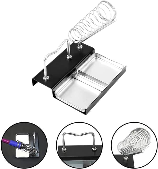 Metal Soldering Iron Stand Support Electric Soldering Iron Tips Base with Solder Spring Bracket Support_yux