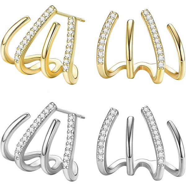 Galaxy Ears Claw for Women, Zirkon?rh?ngen, Silver Mass Gift Earls, Guld (2 par)