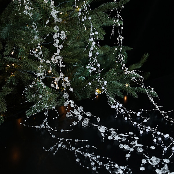 Fiskesnøre fastgjort perle kæde, der forbinder perler, jule-iskrystal vedhængsperler, rattan guirlande, juletræspynt 2M transparent snowflake string