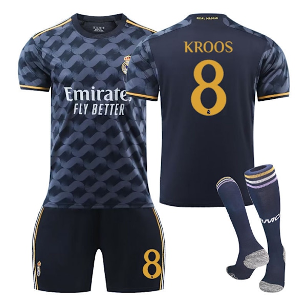23-24 Real Madrid Udebanetøj Royal Blå Trøje Nr. 10 Modric 7 Pooh C Ronaldo 5 Bellingham Fodboldtrøje Nr. 8 KROOS NO.8 KROOS 16