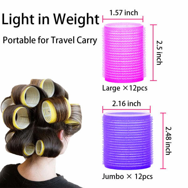 TG Hårrullar 12 stk Curlers Self Grip Holding Rollers