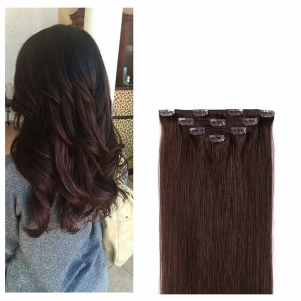 TG 24 tum Clip in Hair Extensions Remy Human Hair for Women - Silkeslen