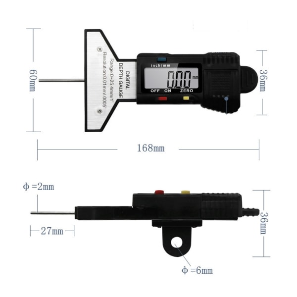 1. Digitalt dekkmønsterdybdemåler 0-25,4 mm Bærbar Dekktråd