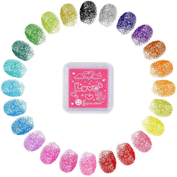 [24 farger] Blekkpute for Paper Craft DIY Fingeravtrykk Skrapbok
