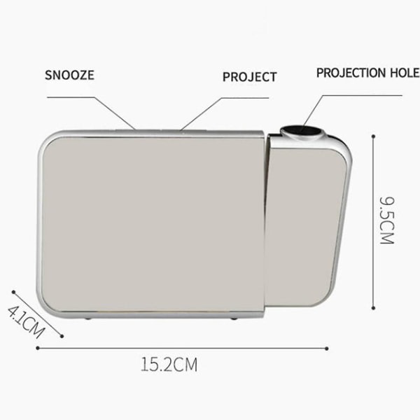 Projektionsvekkerklokke - Digital klokke med termometer, hygrometer og USB-lader, grønt lys