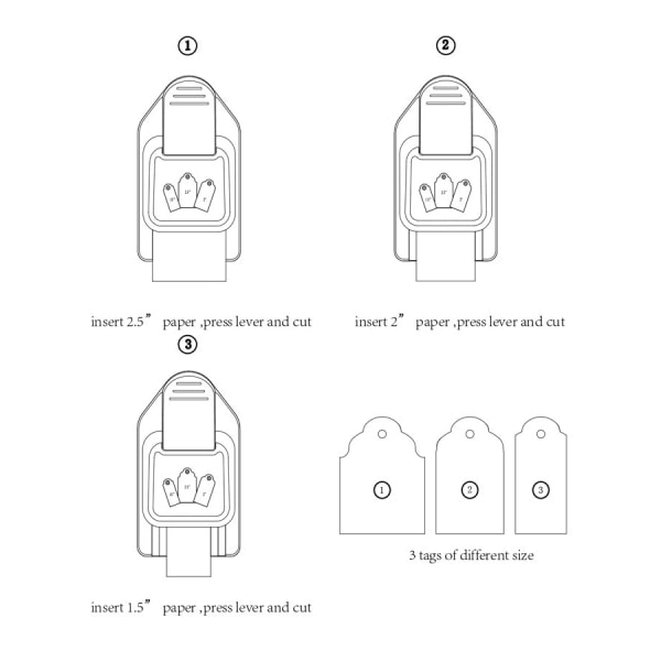 TG Tre-i-en-skallstans for etiketter, 3 forskjellige størrelser, for DIY