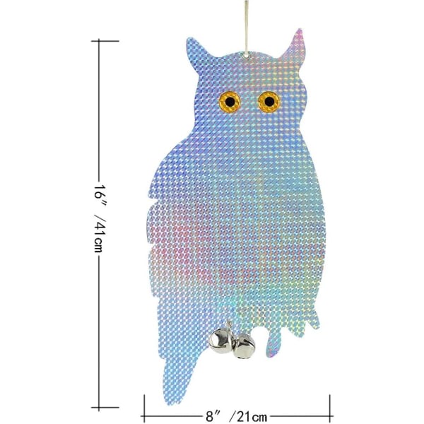 2 pakker med fugleskremmende enheter - Reflekterende hengende ugle - Skadedyr repe