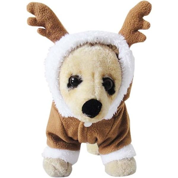Galaxy Pet Fleece Julkläder Hund Cosplay Älgdräkt (Brun, M) 1 Styck