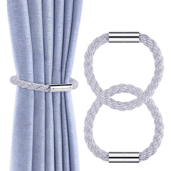 Magnetisk gardinband, gardinhållare, starka magnetiska gardinrep Spännen Gardinklämmor för dekoration Fönsterbehandling (grå)